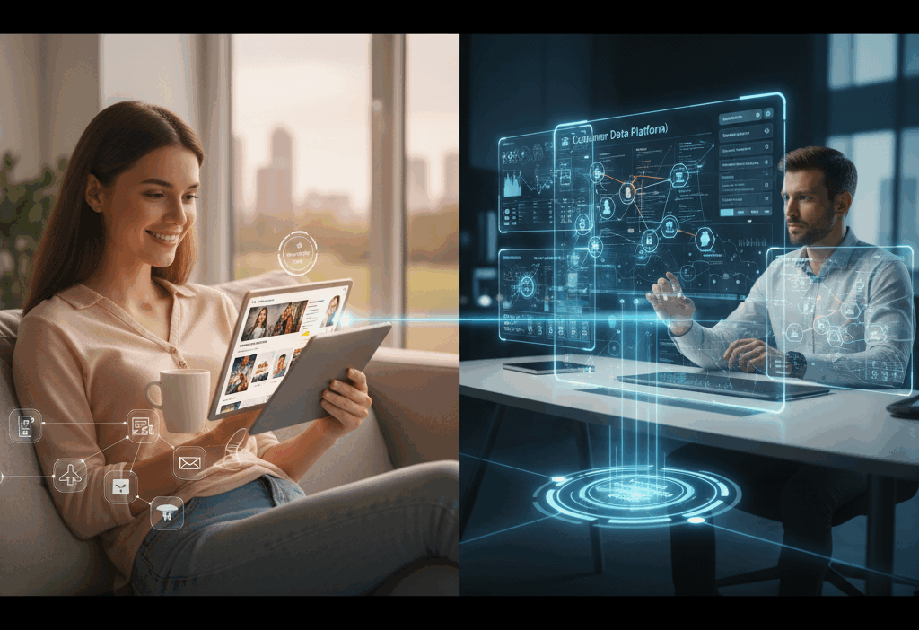 An image that shows the cdp experience for 2 types of users